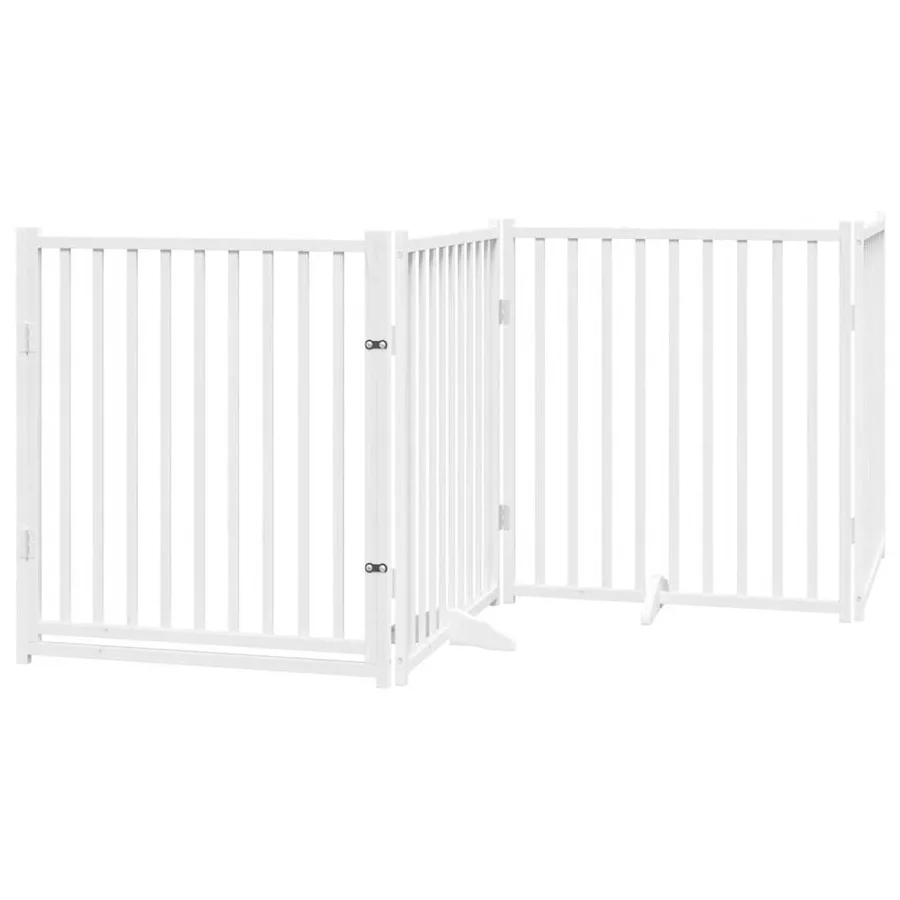 Barrière pour chien porte pliable 8panneaux blanc bois peuplier - 3