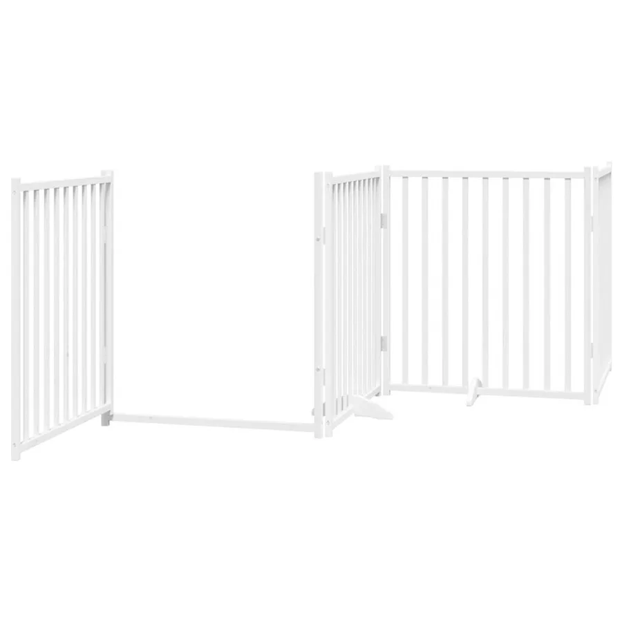 Barrière pour chien porte pliable 8panneaux blanc bois peuplier - 4