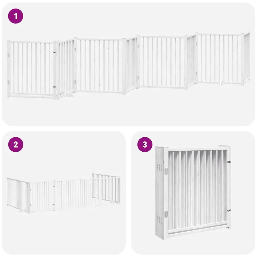 Barrière pour chien porte pliable 8panneaux blanc bois peuplier - 5