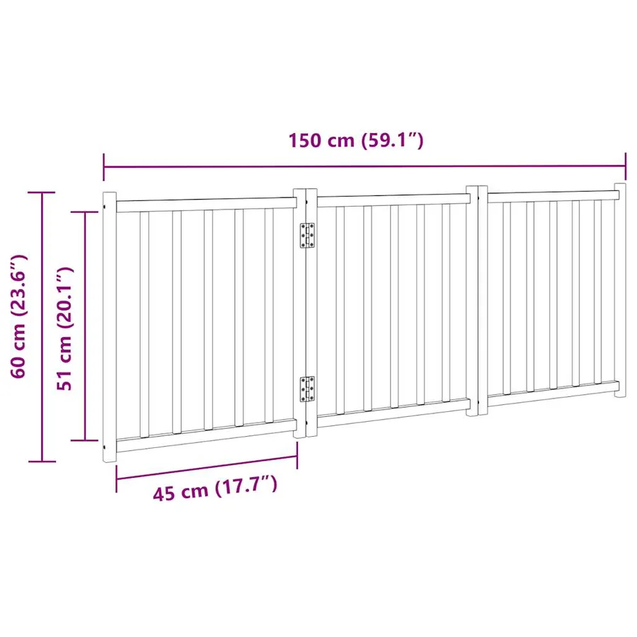 Barrière pour chien pliable 3 panneaux 150 cm bois sapin massif - 9