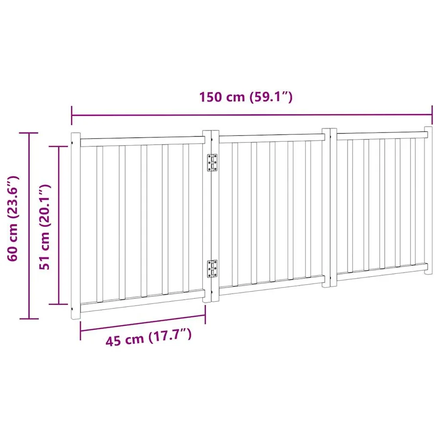 Barrière pour chien pliable 3 panneaux 150 cm bois sapin massif - 9