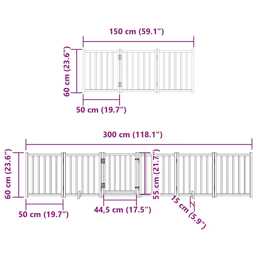 Barrière pour chien porte pliable 15 panneaux bois de peuplier - 12
