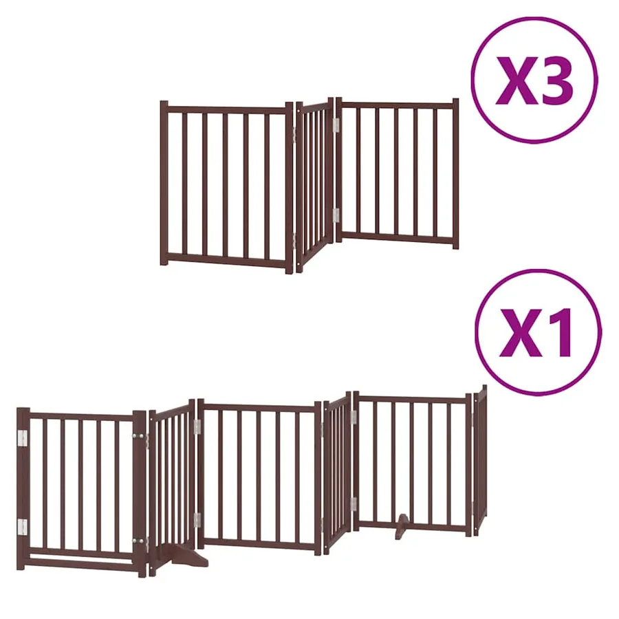 Barrière pour chien porte pliable 15 panneaux bois de peuplier - 2