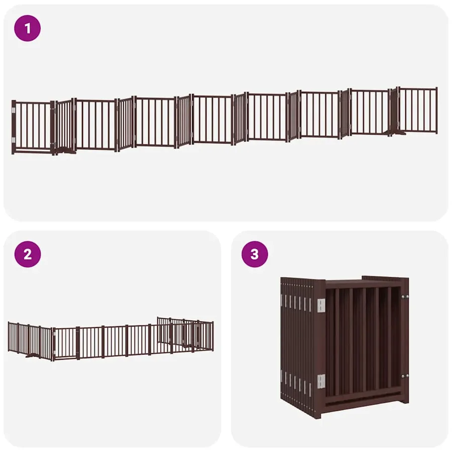 Barrière pour chien porte pliable 15 panneaux bois de peuplier - 6
