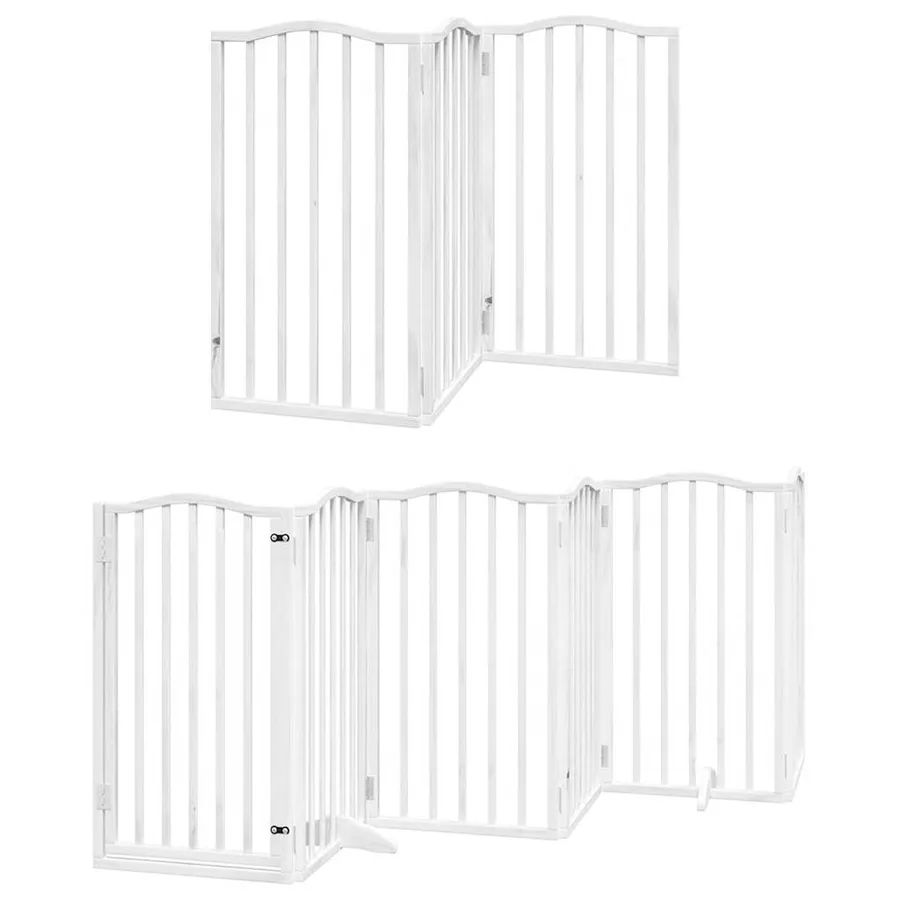 Barrière pour chien porte pliable 9panneaux blanc bois peuplier - 3
