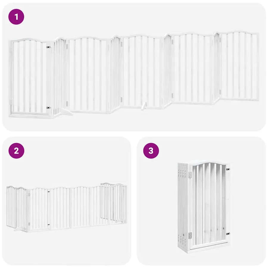 Barrière pour chien porte pliable 9panneaux blanc bois peuplier - 6