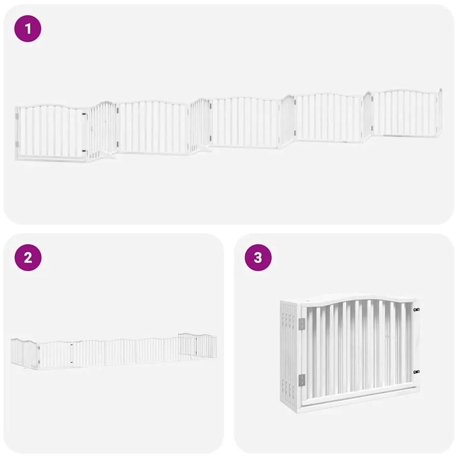 Barrière pour chien porte pliable 10 panneaux bois de peuplier - 6