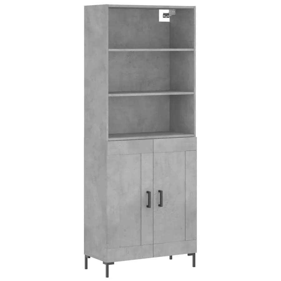 Buffet haut Gris béton 69,5x34x180 cm Bois d'ingénierie - 2