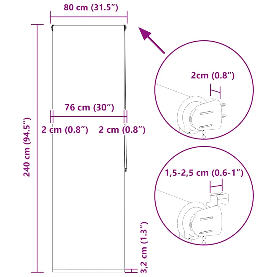 Store enrouleur de douche 80x240 cm largeur du tissu 76 cm - 16