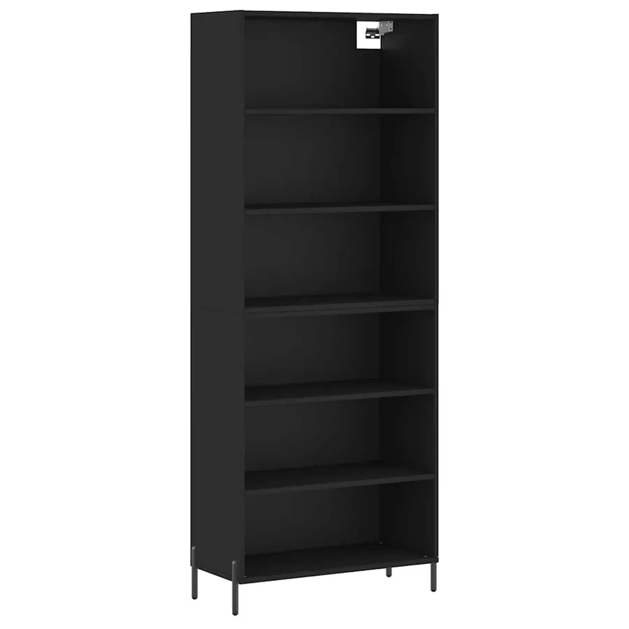 Buffet noir 69,5x32,5x180 cm bois d'ingénierie - 2