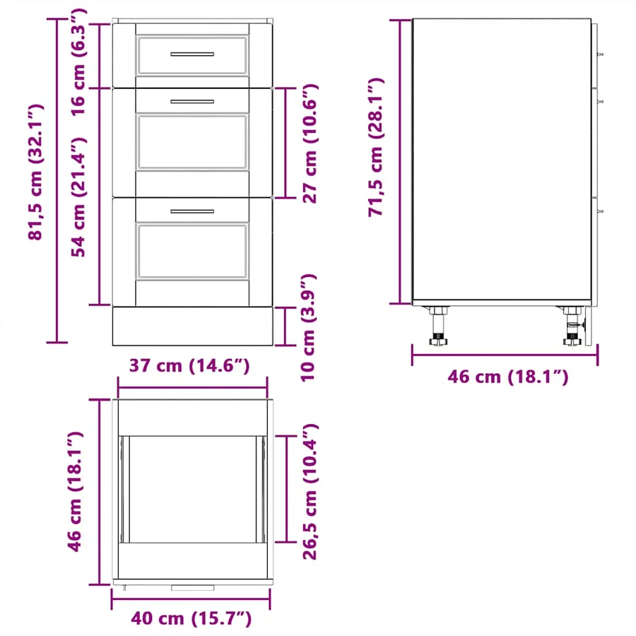 Armoire de cuisine Porto blanc bois d'ingénierie - 11