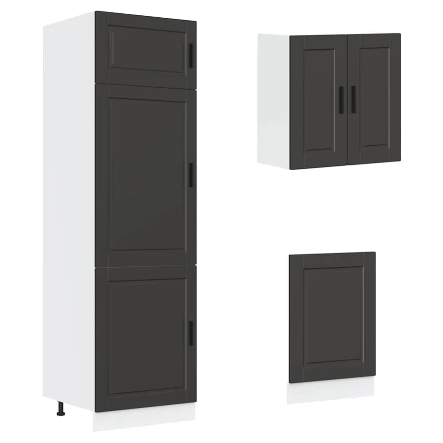 Ensemble de 8 meubles de cuisine "Porto" en bois d'ingénierie noir - 5