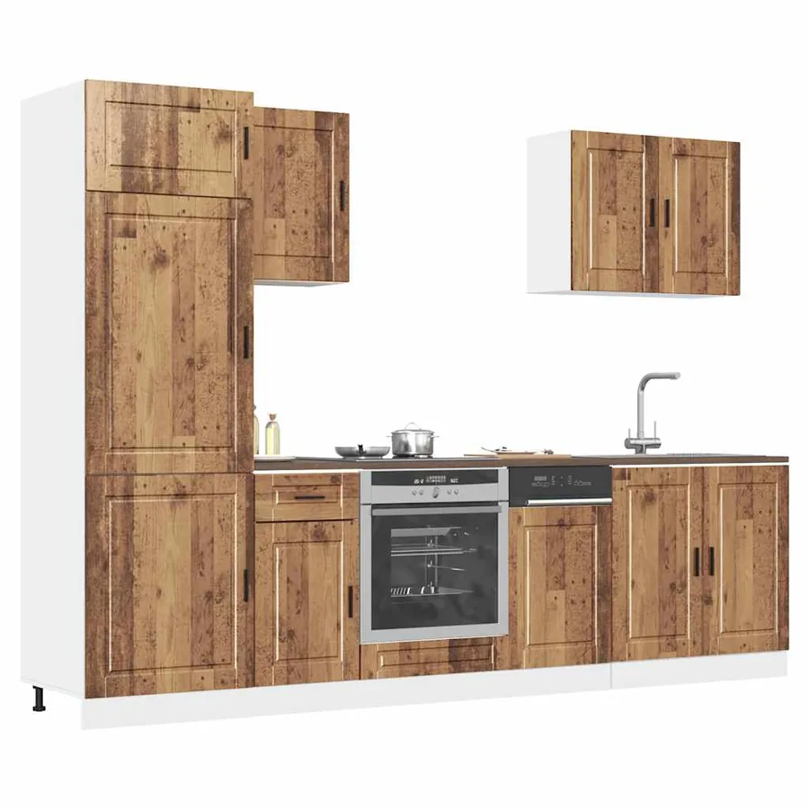 Ensemble de 7 meubles de cuisine "Porto" en bois d'ingénierie vieilli