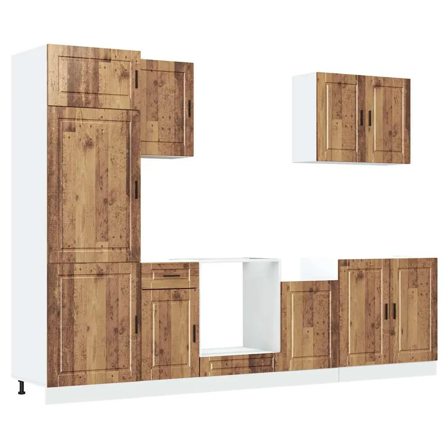 Ensemble de 7 meubles de cuisine "Porto" en bois d'ingénierie vieilli - 2