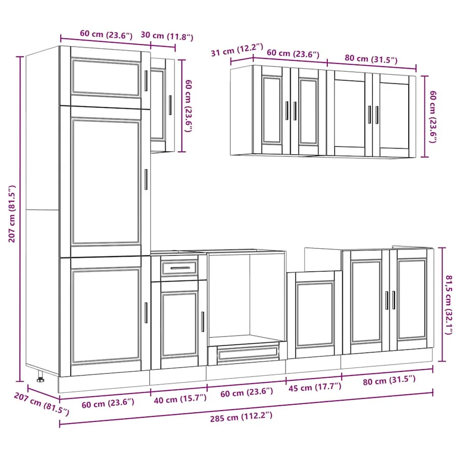 Ensemble d'armoires de cuisine 8 pcs Kalmar bois d'ingénierie - 11