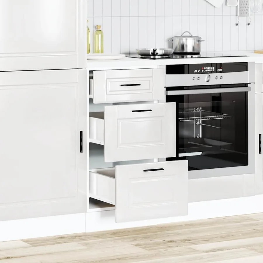 Meuble bas de cuisine « Porto » Bois d'ingénierie blanc brillant