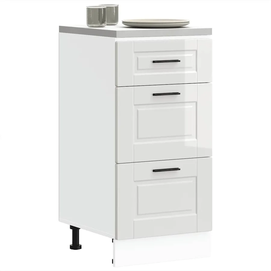 Meuble bas de cuisine « Porto » Bois d'ingénierie blanc brillant - 3