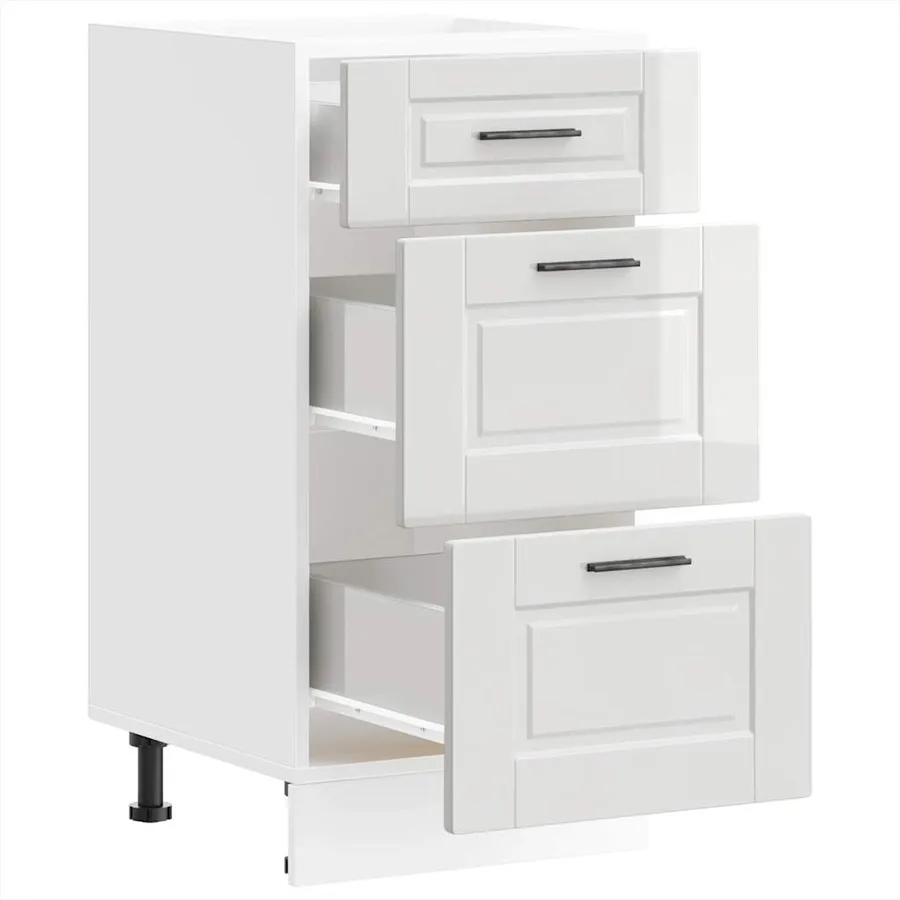 Meuble bas de cuisine « Porto » Bois d'ingénierie blanc brillant - 5
