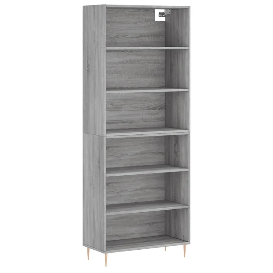 Buffet gris béton 69,5x32,5x180 cm bois d'ingénierie - 2