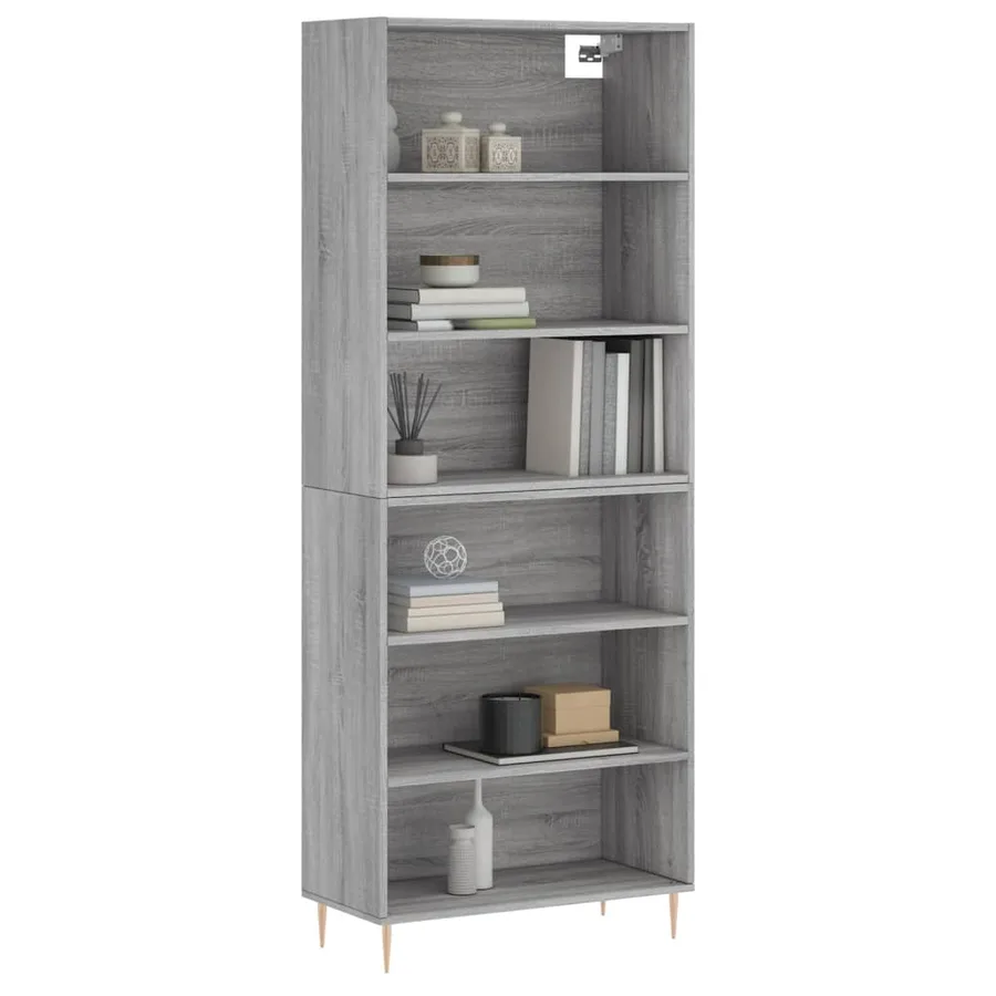 Buffet gris béton 69,5x32,5x180 cm bois d'ingénierie - 3