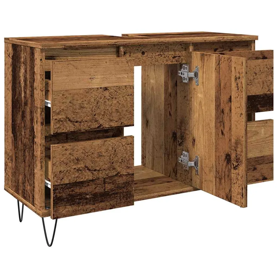 Armoire de salle de bain vieux bois 80x33x60 cm bois ingénierie - 8