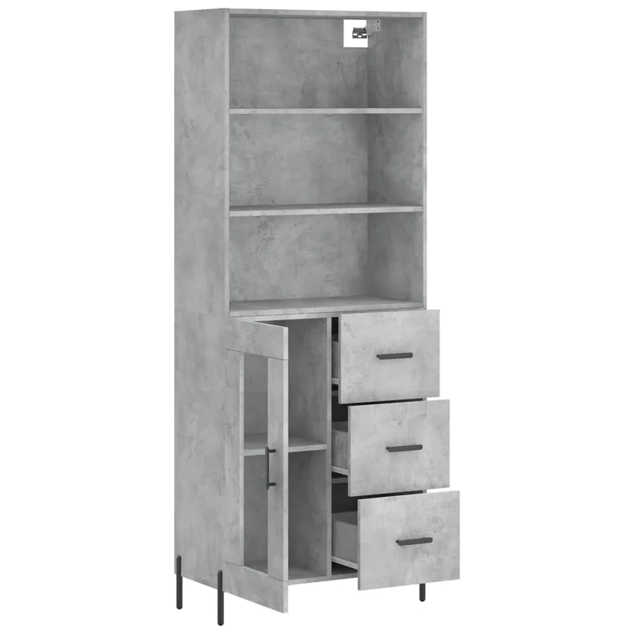 Buffet haut Gris béton 69,5x34x180 cm Bois d'ingénierie - 4