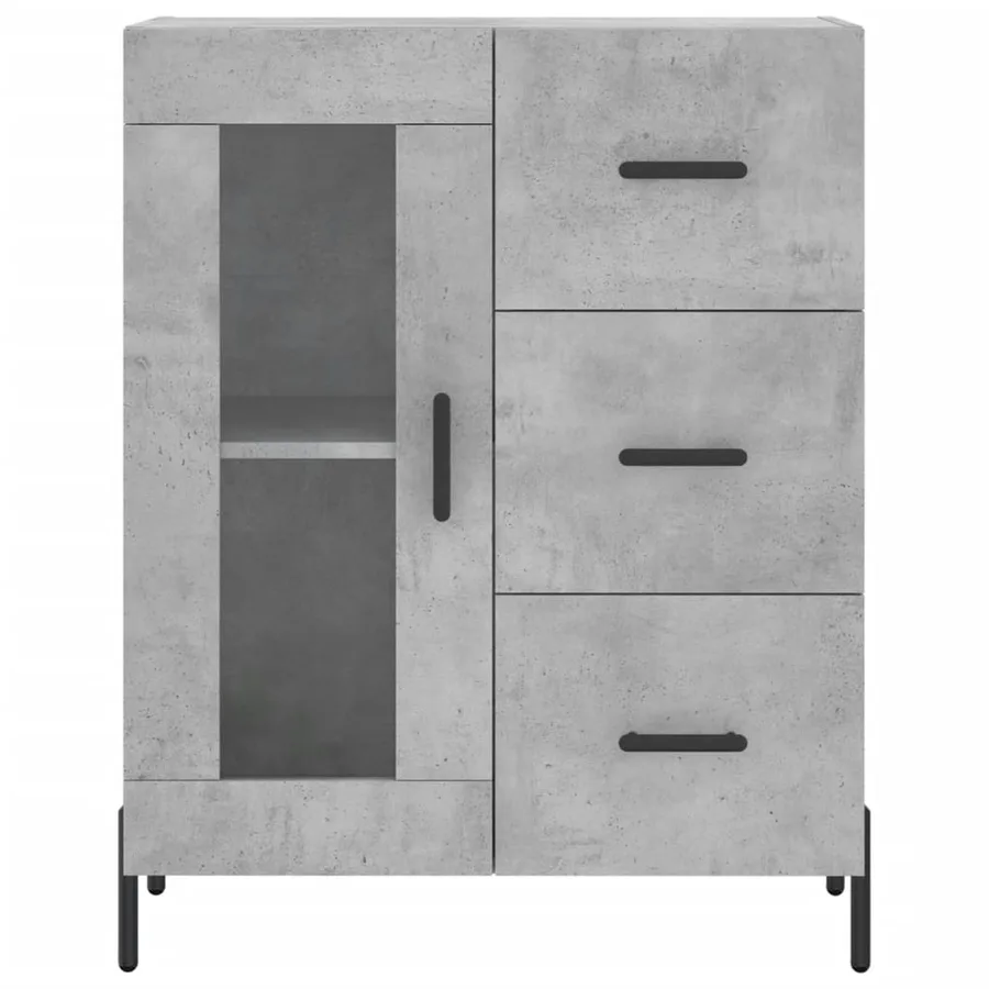 Buffet haut Gris béton 69,5x34x180 cm Bois d'ingénierie - 8