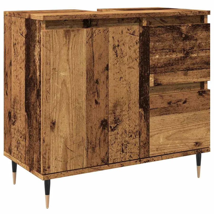 Armoire de salle de bain vieux bois 65x33x60 cm bois ingénierie - 2