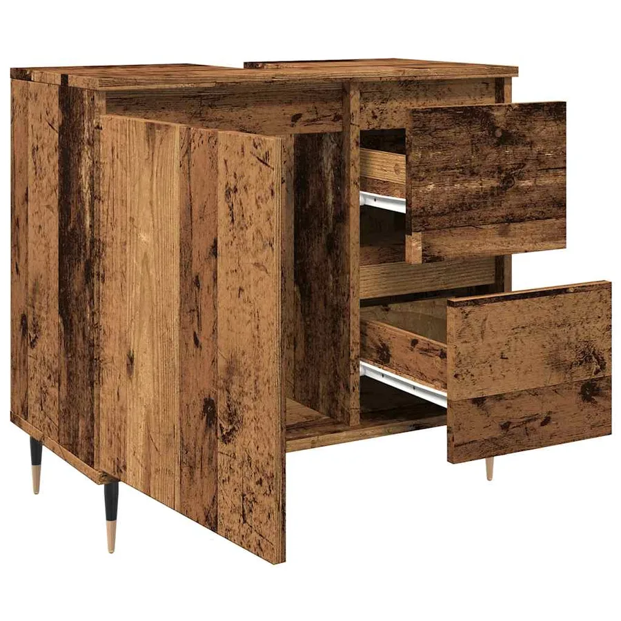 Armoire de salle de bain vieux bois 65x33x60 cm bois ingénierie - 8