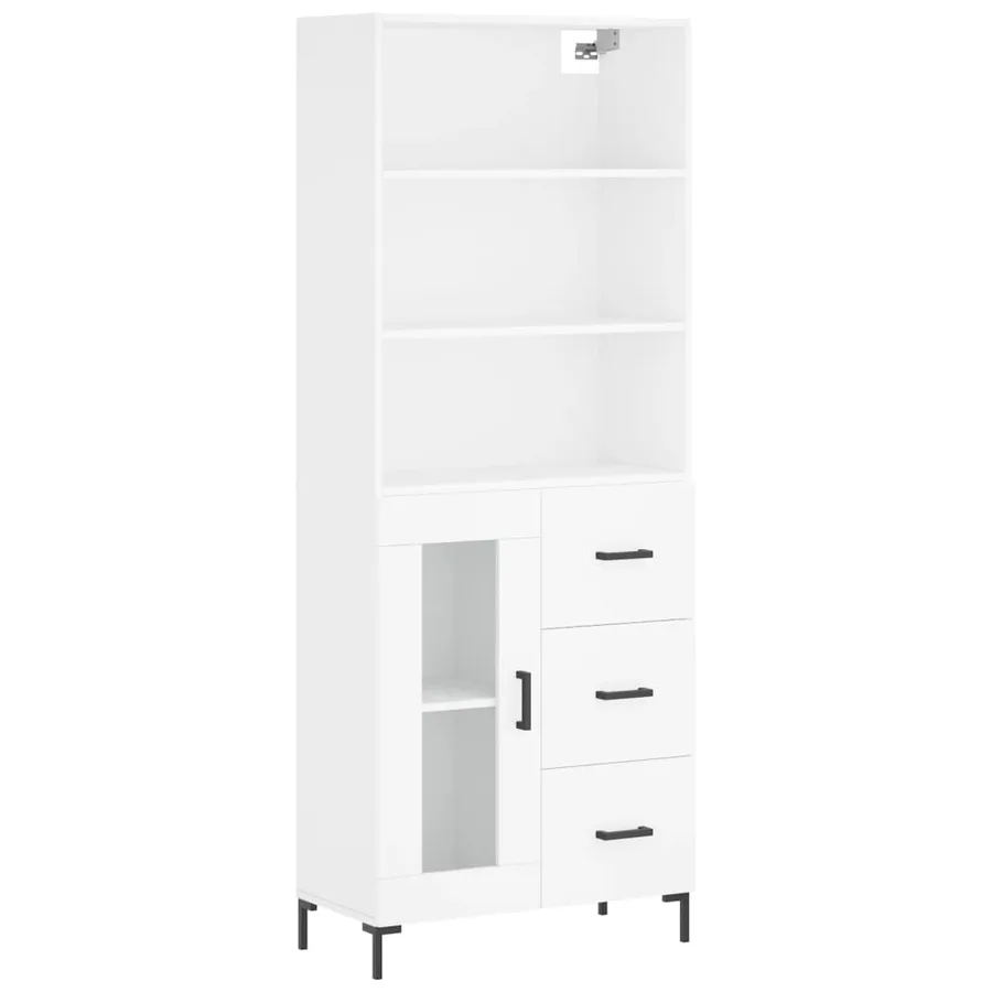 Buffet haut Blanc 69,5x34x180 cm Bois d'ingénierie - 2
