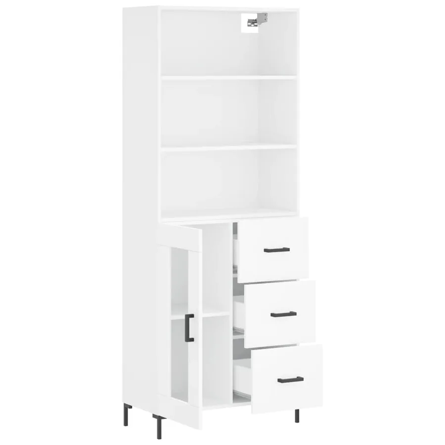 Buffet haut Blanc 69,5x34x180 cm Bois d'ingénierie - 4