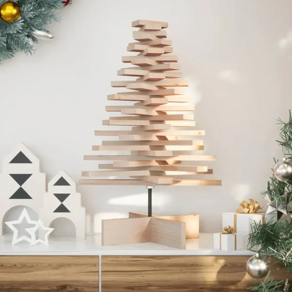 Arbre de Noël en bois pour décoration 80 cm bois massif de pin