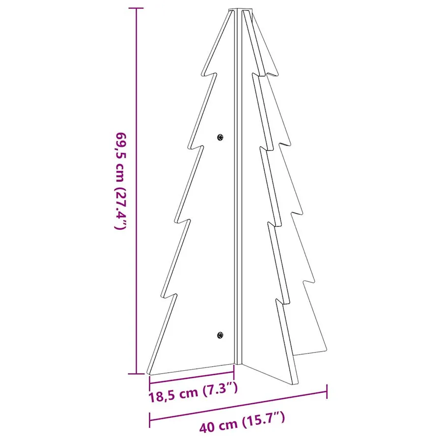 Arbre de Noël en bois pour décoration 69,5cm bois de pin massif - 8