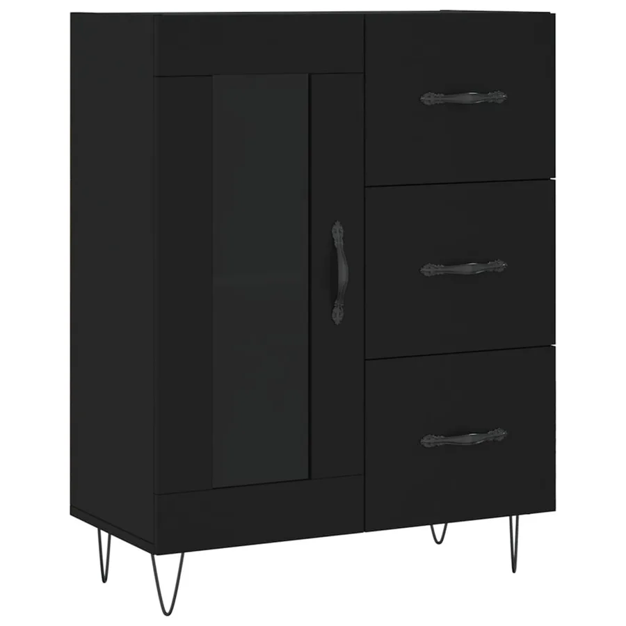 Buffet haut Noir 69,5x34x180 cm Bois d'ingénierie - 7