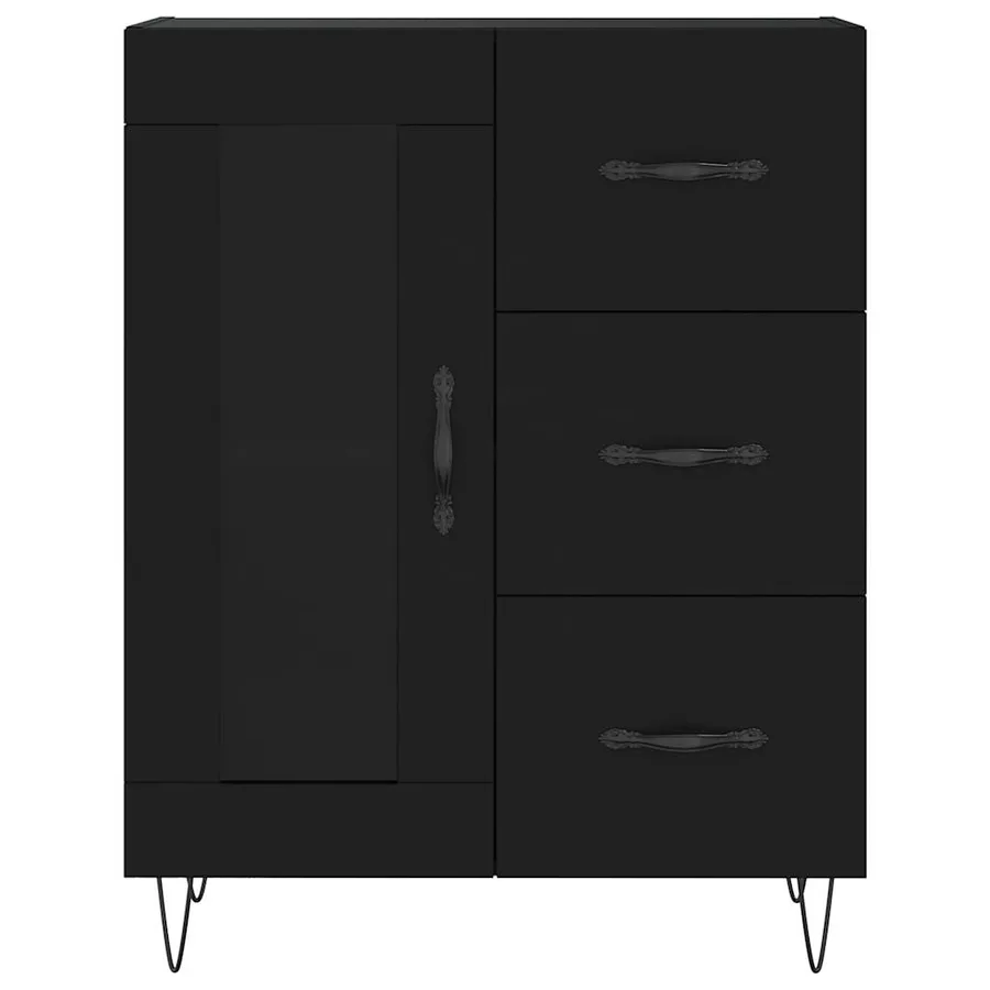 Buffet haut Noir 69,5x34x180 cm Bois d'ingénierie - 8