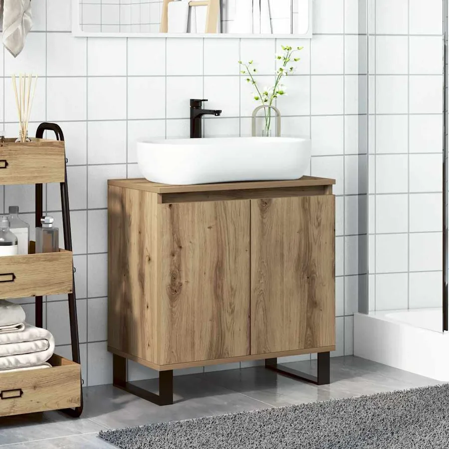Armoire de salle de bain chêne artisanal 58x33x60 cm - 3