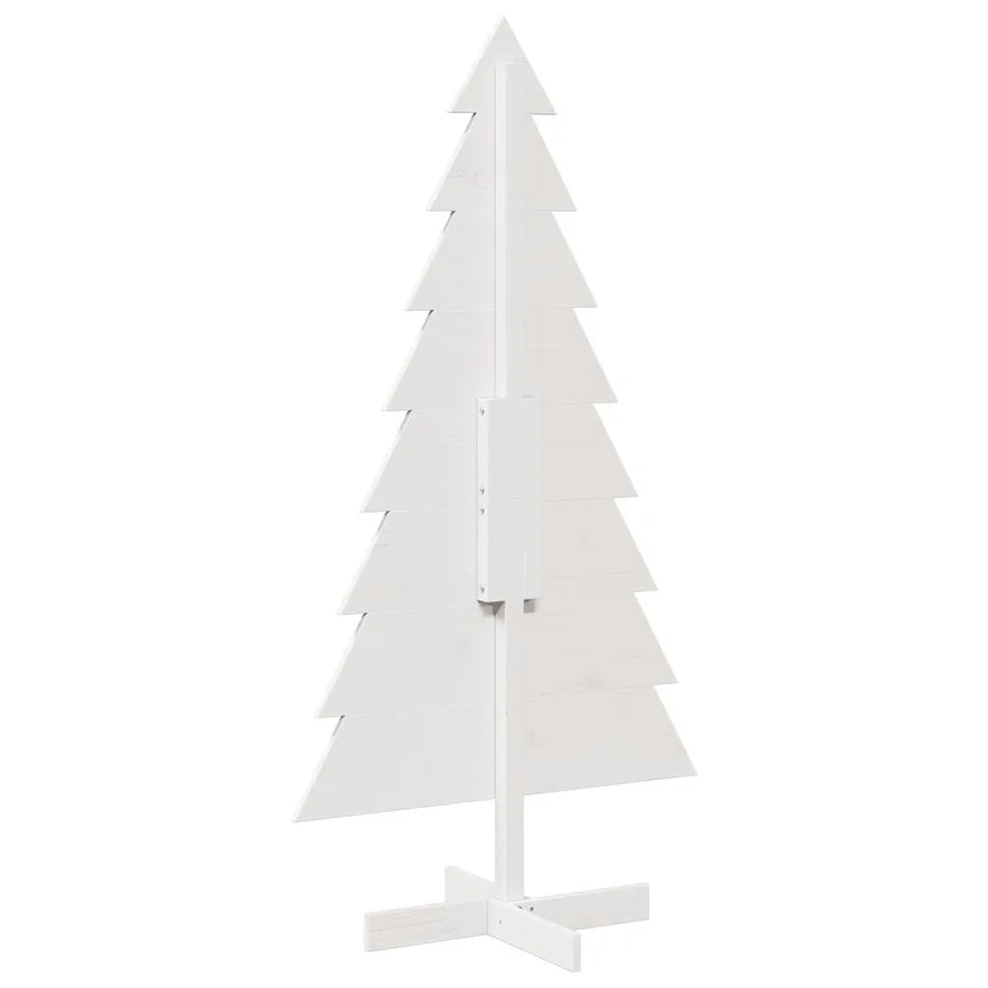 Arbre de Noël en bois pour décoration blanc 150 cm pin massif - 5