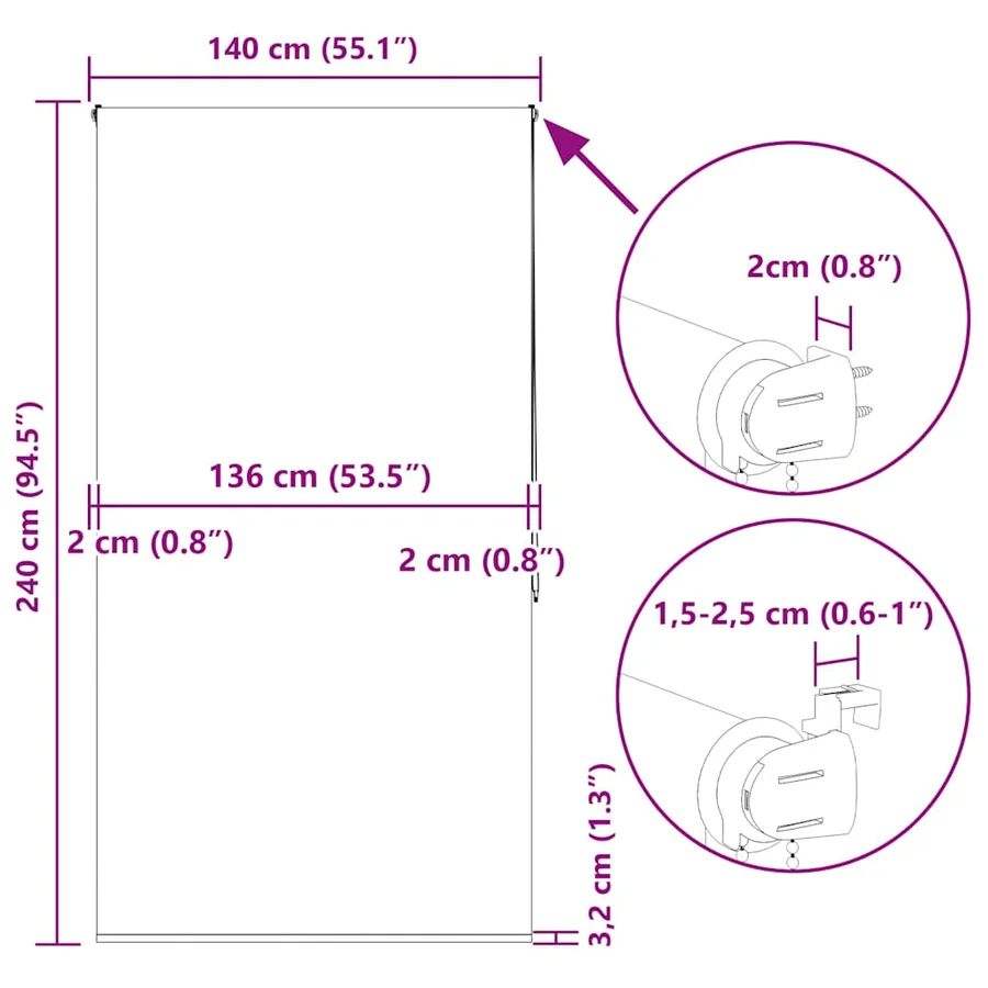 Store enrouleur de douche 140x240 cm largeur du tissu 136 cm - 15