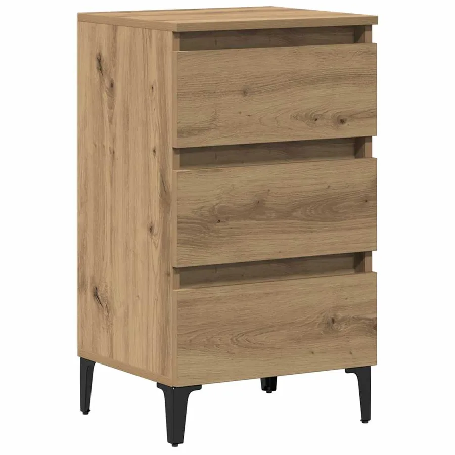 Table de chevet avec pieds en métal chêne artisanal 40x35x69 cm - 2