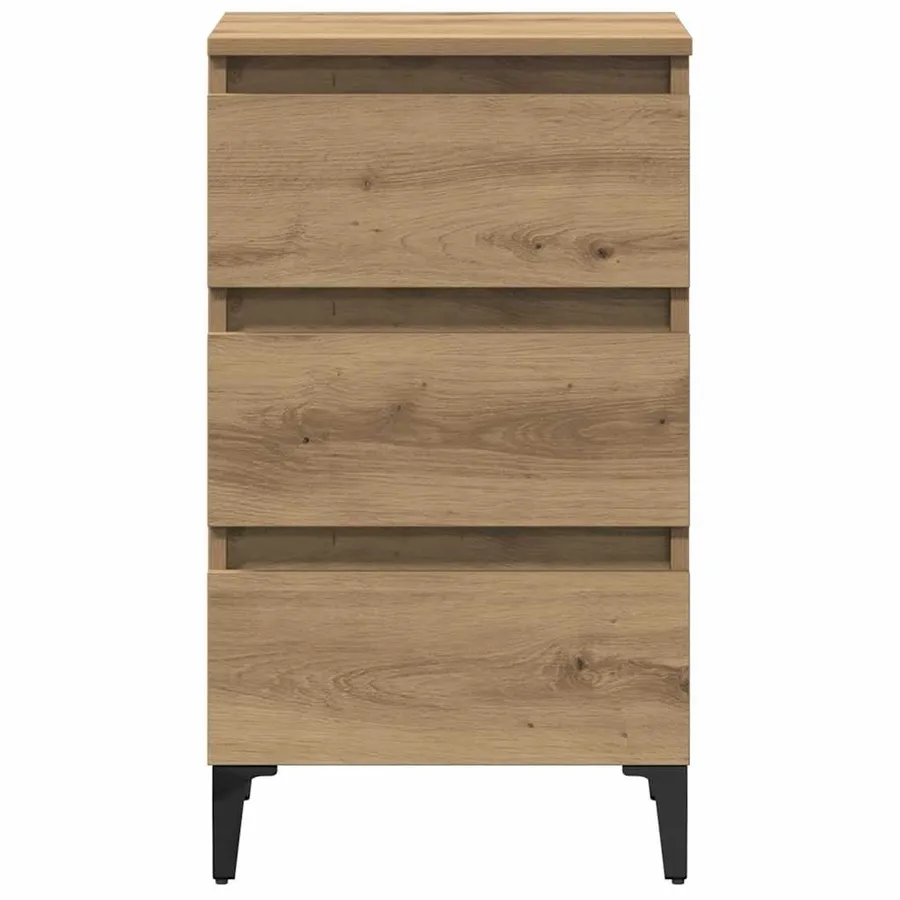 Table de chevet avec pieds en métal chêne artisanal 40x35x69 cm - 4
