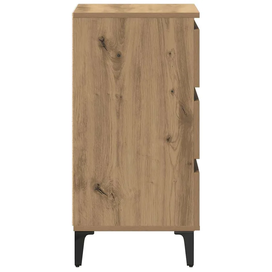 Table de chevet avec pieds en métal chêne artisanal 40x35x69 cm - 6
