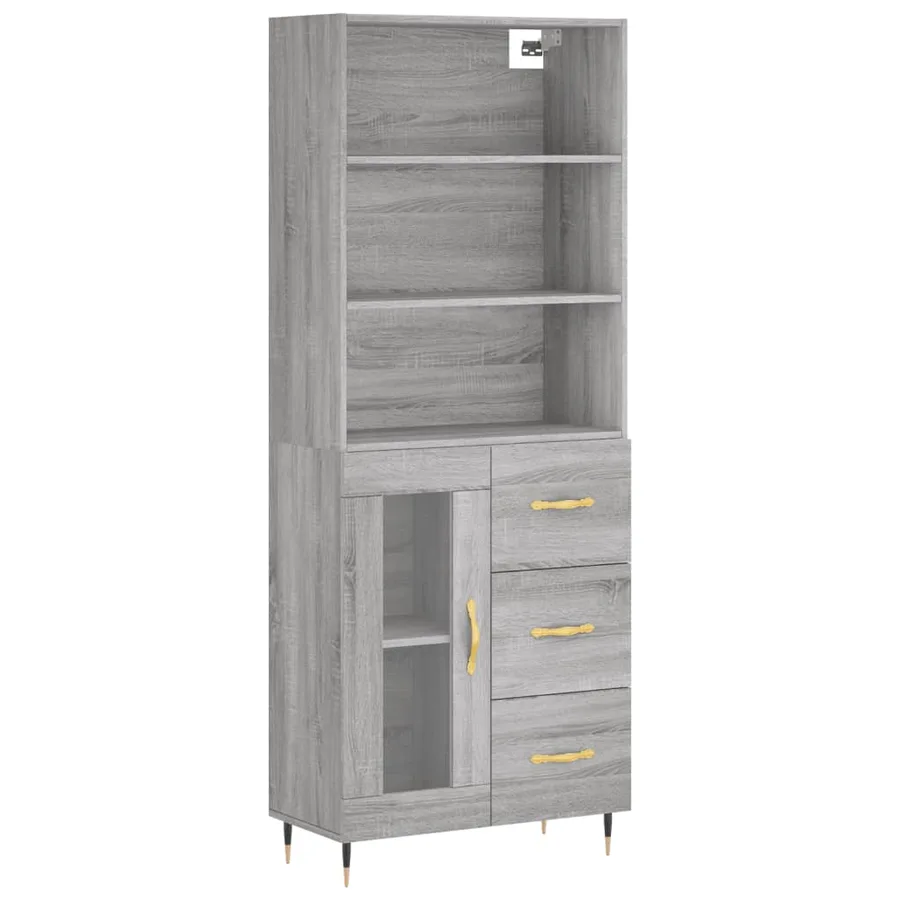 Buffet haut Sonoma gris 69,5x34x180 cm Bois d'ingénierie - 2