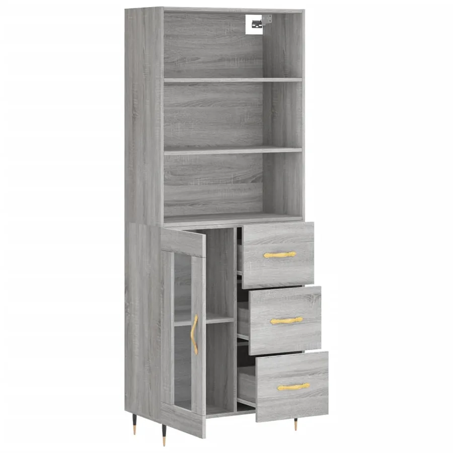 Buffet haut Sonoma gris 69,5x34x180 cm Bois d'ingénierie - 4