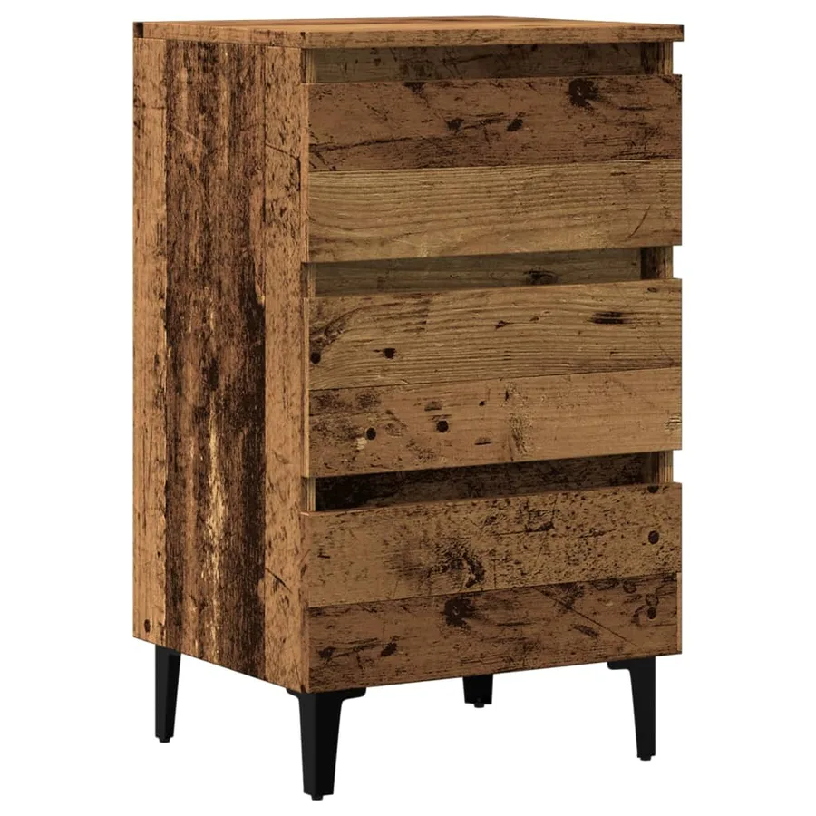 Table de chevet avec pieds en métal vieux bois 40x35x69 cm - 2