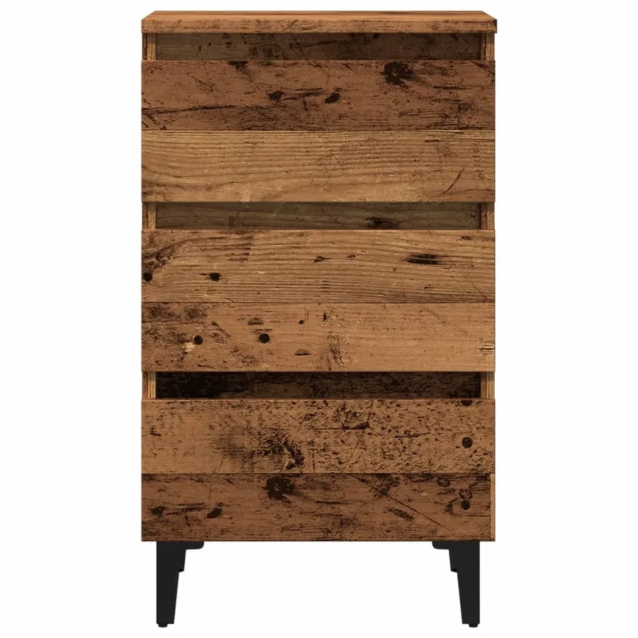 Table de chevet avec pieds en métal vieux bois 40x35x69 cm - 4