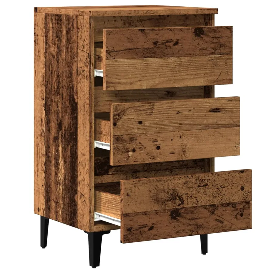 Table de chevet avec pieds en métal vieux bois 40x35x69 cm - 5