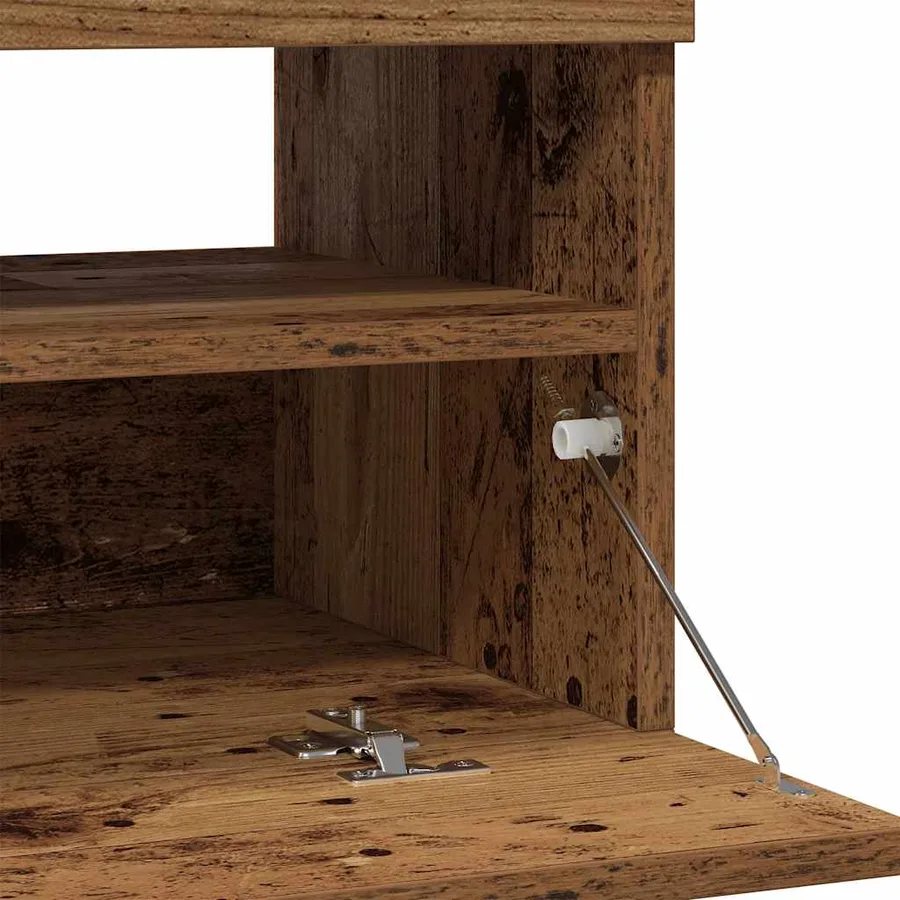 Meuble TV avec lumières LED vieux bois bois d'ingénierie - 11