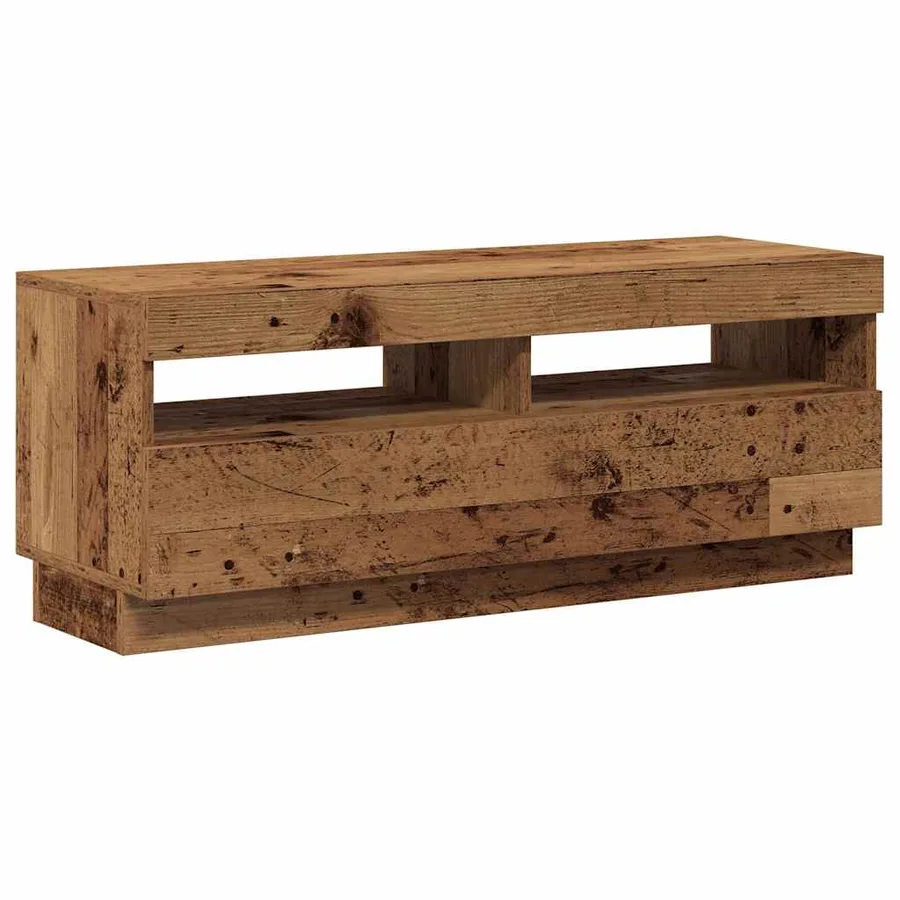 Meuble TV avec lumières LED vieux bois bois d'ingénierie - 15
