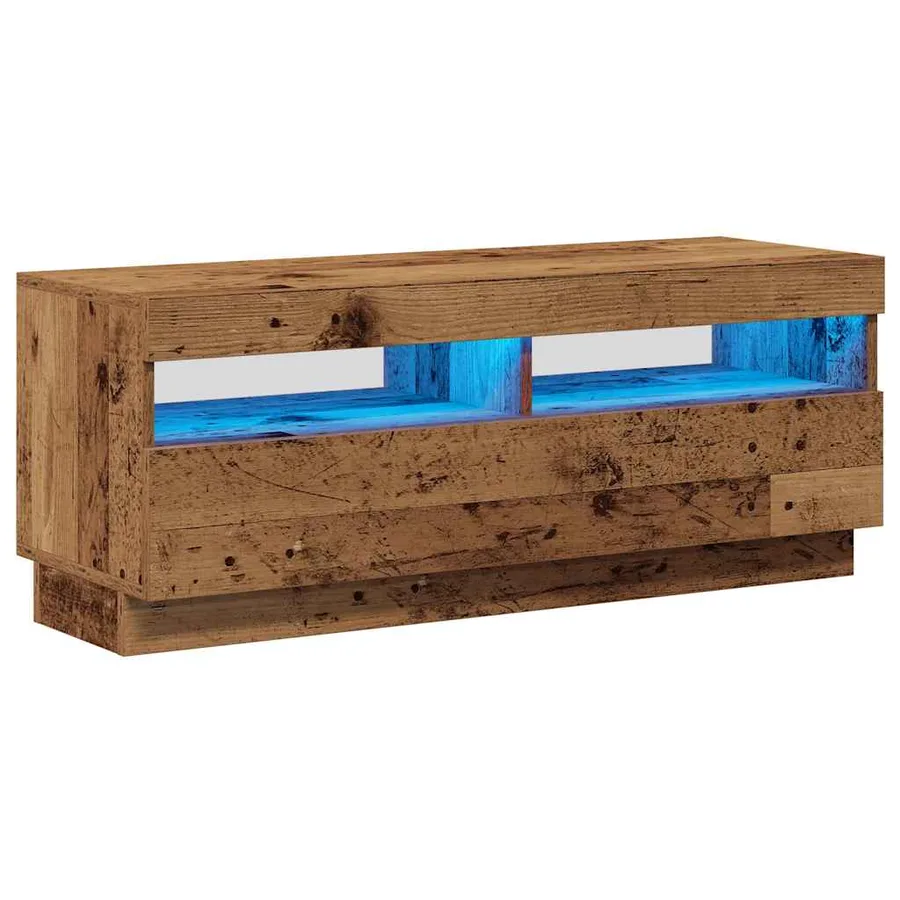 Meuble TV avec lumières LED vieux bois bois d'ingénierie - 2