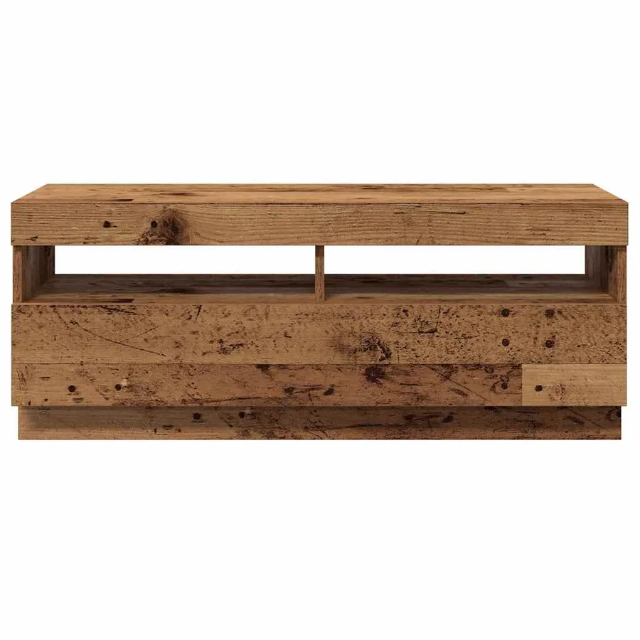 Meuble TV avec lumières LED vieux bois bois d'ingénierie - 7